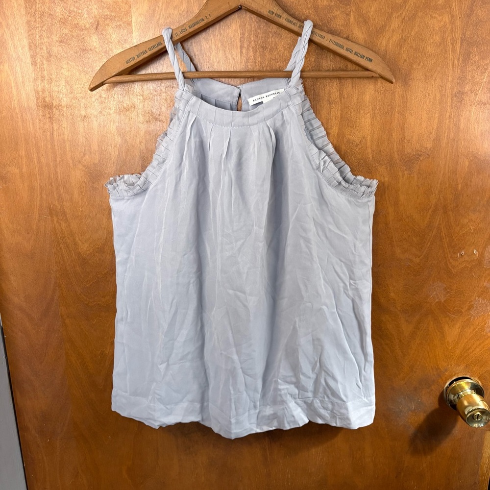 VINTAGE 100% Silk Banana Republic Gray Blouse Top Office Boho Y2K Formal NWT Mod